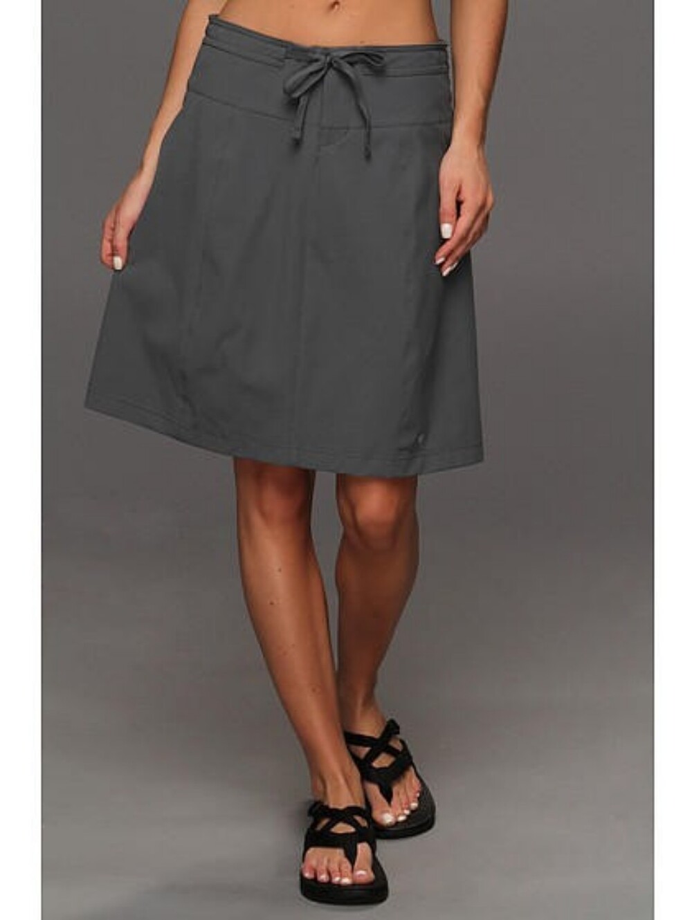 Mountain Harware Hiking Skirt 20" Gray Back Pocket Tie Belt Women's Size 8